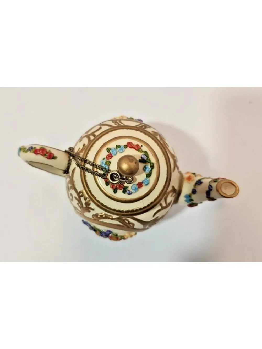 Vtg Nini Westminster Abbey Miniature Teapot Hand Painted Floral Decor Figurine